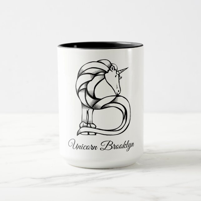 Mug Monogramme de mignonne magique B Unicorne personna (Centre)