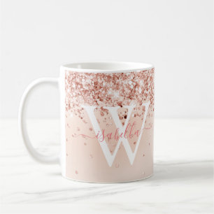 Mug Monogramme de nom en écriture Rose Gold