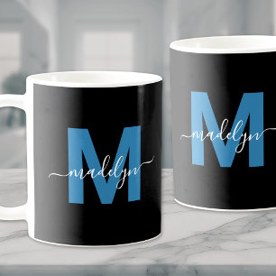 Mug Monogramme de nom initial bleu