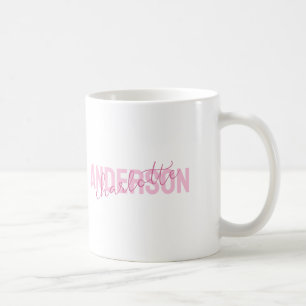 Mug Monogramme de nom personnalisé rose moderne