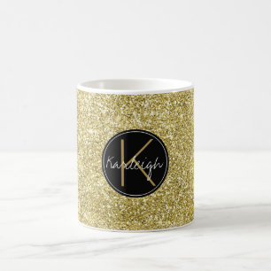 Mug Monogramme de parties scintillantes de Faux