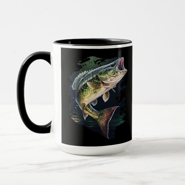 Mug Monogramme de pêche à l'achigan à grande bouche (Gauche)