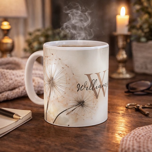 Mug Monogramme de pissenlits rustiques (Créateur téléchargé)