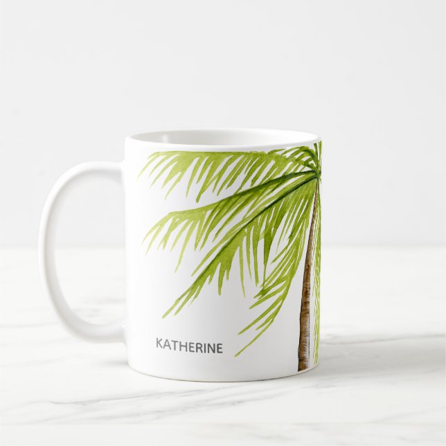 Mug Monogramme de plage d'île de palmier (Gauche)