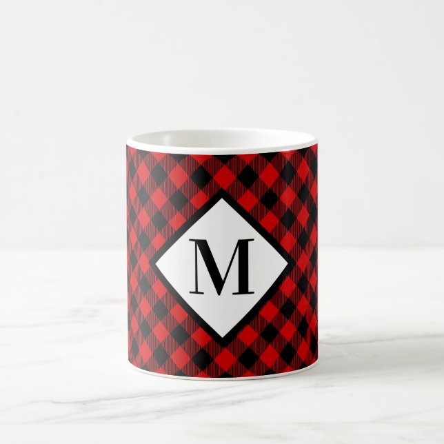 Mug Monogramme de platine de Buffalo rouge et noir (Centre)