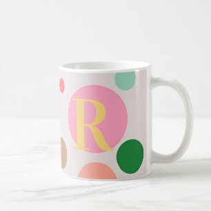 Mug Monogramme de point Polka moderne