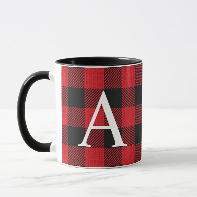Mug Monogramme de sériole de bison plaqué rustique (Gauche)