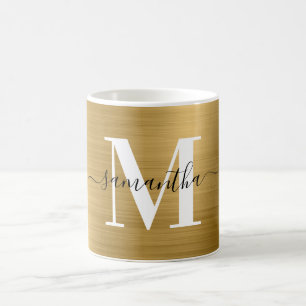 Mug Monogramme de signature d'or métallique