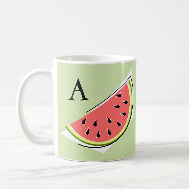 Mug Monogramme de tranche verte de pastèque (Gauche)