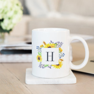 Mug Monogramme des champs de fleurs
