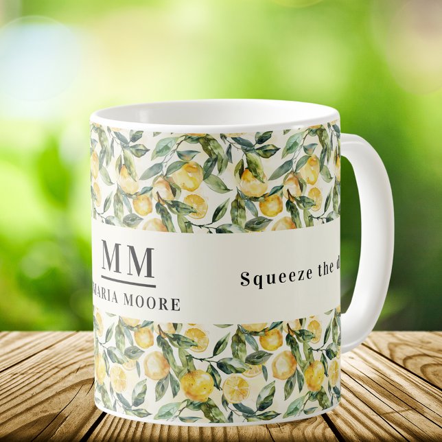 Mug Monogramme des citrons du jour (Créateur téléchargé)