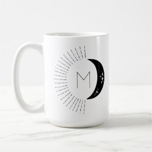 Mug Monogramme des étoiles de soleil de Lune noire et