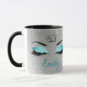 Mug Monogramme des yeux de Parties scintillant turquoi