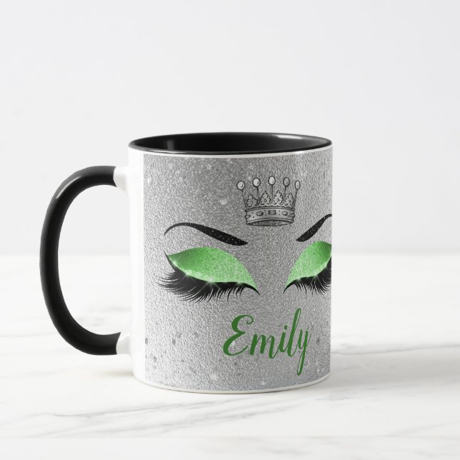 Mug Monogramme des yeux de Parties scintillant verte d (Gauche)