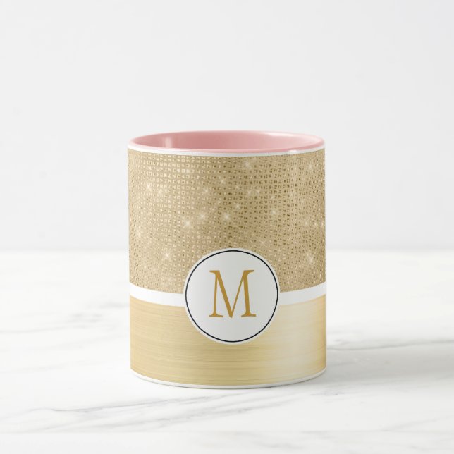 Mug Monogramme d'étincelle dorée (Centre)