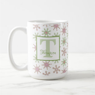 Mug Monogramme d'hiver Moderne Vacances Stylé Personna