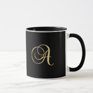 Mug Monogramme d'or A noir,