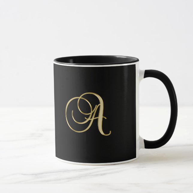 Mug Monogramme d'or A noir, (Droite)