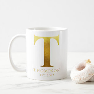 Mug Monogramme d'or en métal brossé T