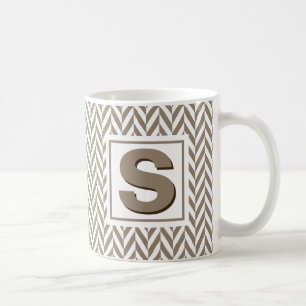 Mug Monogramme d'os de cerf blanc tan