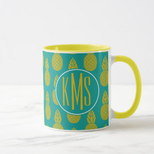 Mug Monogramme du fruit tropical d'ananas