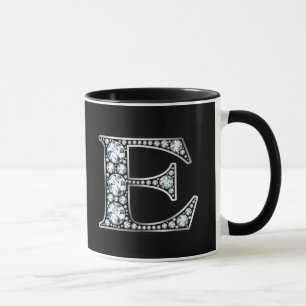 Mug Monogramme E Faux Diamond