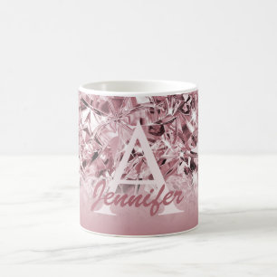 Mug Monogramme élégant de diamant rose réaliste modern