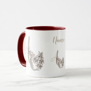 Mug Monogramme Élégant Dove Initiale Un Nom