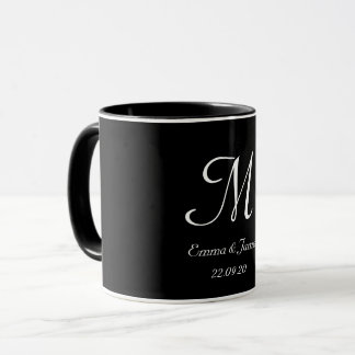 Mug Monogramme élégant noir et blanc de la lettre init