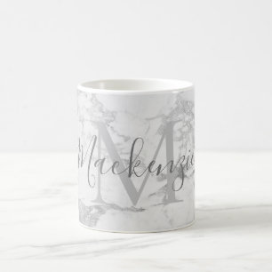 Mug Monogramme en marbre argenté tendance