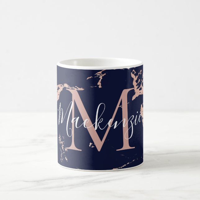 Mug Monogramme en marbre de marbre Rose et marine tend (Centre)