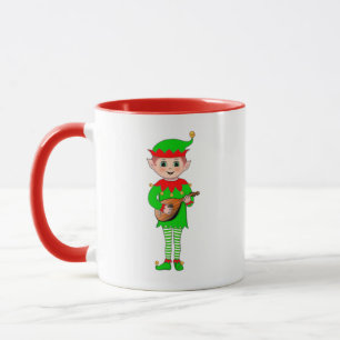 Mug Monogramme et elfe de la musique de Noël