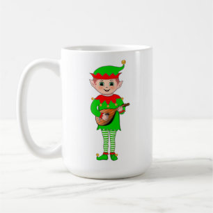 Mug Monogramme et elfe de la musique de Noël