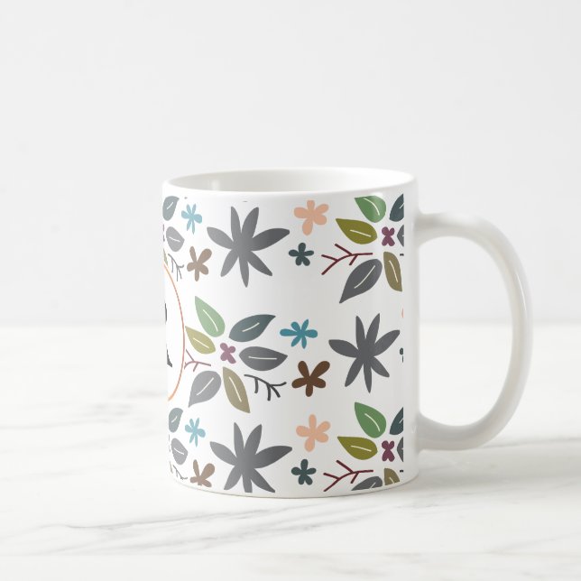 Mug monogramme et feuilles (Droite)