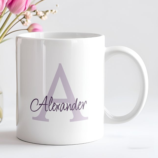 Mug Monogramme et nom écrits à la main dans un style é (Créateur téléchargé)