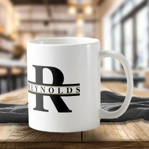 Mug Monogramme et nom gras Noir/Or ID613