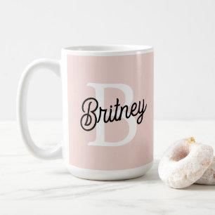 Mug Monogramme et nom personnalisé moderne Pastel Pink