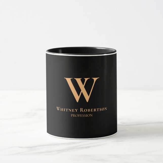 Mug Monogramme et profession d'or élégant personnalisé (Centre)