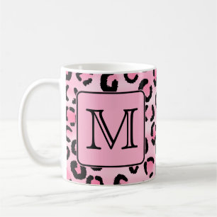 Mug Monogramme fait sur commande. Copie noire et rose