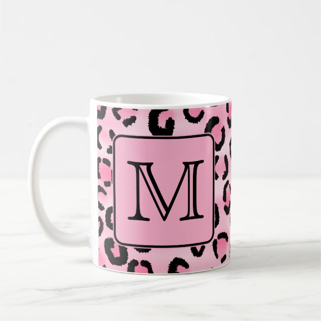 Mug Monogramme fait sur commande. Copie noire et rose (Gauche)