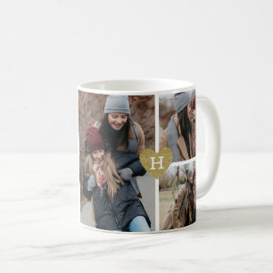 Mug Monogramme fait sur commande de coeur d'or de