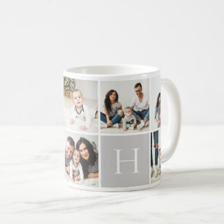 Mug Monogramme familial personnalisé 9 Collage photo