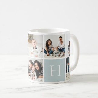 Mug Monogramme familial personnalisé 9 Collage photo