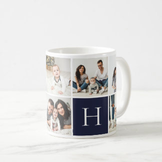 Mug Monogramme familial personnalisé 9 Collage photo