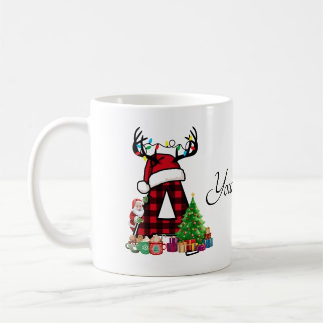 Mug Monogramme Famille Noël Personnalisez Avec Nom (Gauche)