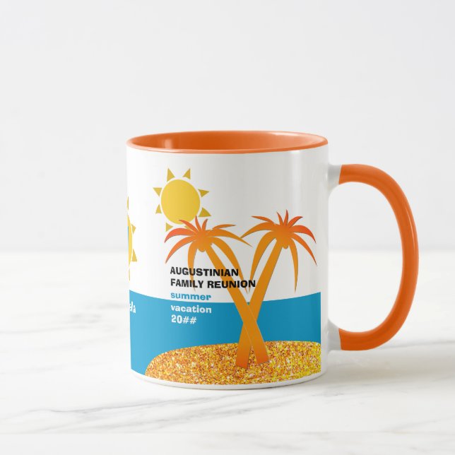 Mug Monogramme Famille Réunion Vacances d'été (Droite)