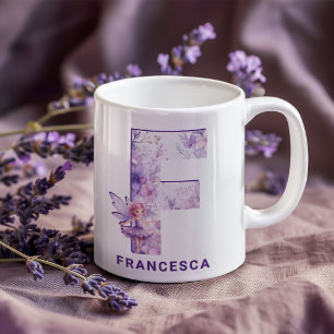 Mug Monogramme Fée Lilac F personnalisé