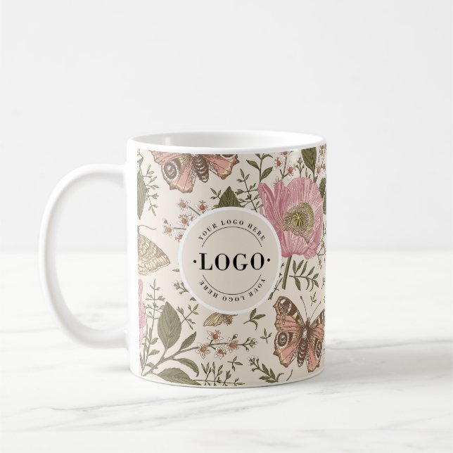 Mug Monogramme floral botanique de fleurs sauvages à l (Gauche)