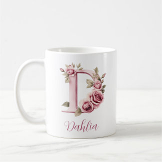 Mug Monogramme floral D personnalisé