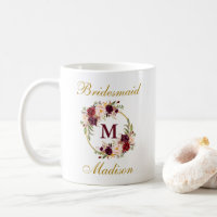Monogramme floral de demoiselle d'honneur d'or de